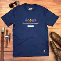 Camiseta Masculina Azul Jesus Se me buscarem de todo coração, me encontrarão