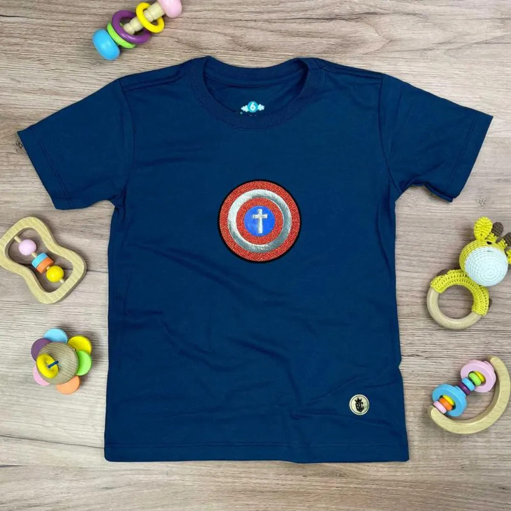 T-Shirt Infantil Azul Escudo Cruz
