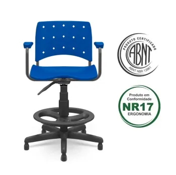 Cadeira Caixa Ergoplax+ Base Fixa com Apoia Pés  Evolution e Braços Fixos