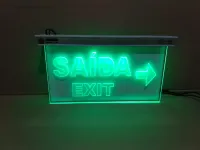 PLACA SAÍDA EXIT|SETA DIR/ESQ|CÓD: 0464-1|FRENTE/VERSO|30X17|AC3mm TRANSP|FOTOLUMI|LED VERDE|TETO - Foto 5