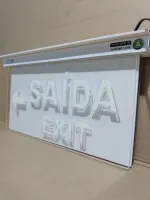 PLACA SAÍDA EXIT|SETA DIR/ESQ|CÓD: 0464-1|FRENTE/VERSO|30X17|AC3mm TRANSP|FOTOLUMI|LED VERDE|TETO - Foto 6