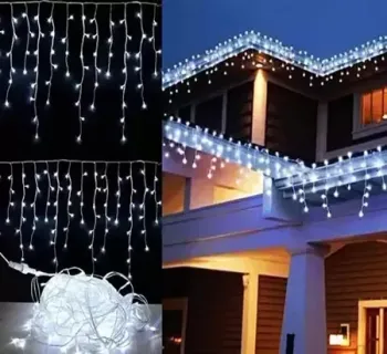 Cascata Fixa com 400 LEDs Fio Branco 10 Metros Branco Quente Natal