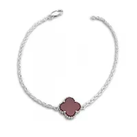 Pulseira de prata alta 950 trevo - Ágata Vermelha - PAV110 - Foto 2