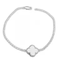 Pulseira de prata alta 950 trevo - Madre Pérola - PMP110