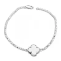 Pulseira de prata alta 950 trevo - Madre Pérola - PMP110 - Foto 2