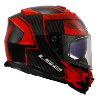 CAPACETE LS2 FF800 STORM TRACKER - Preto/Vermelho C/viseira interna - Foto 3