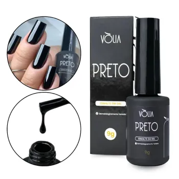 VÒLIA - Esmalte em Gel - Preto - Secar em Cabine Led / UV - 9g