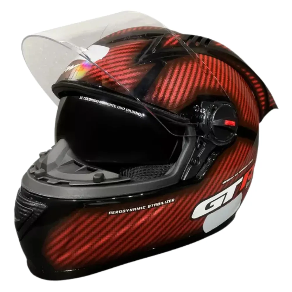 CAPACETE FW3 GTR Racing Carbon Fiber Vermelho c/ Viseira interna Imagem