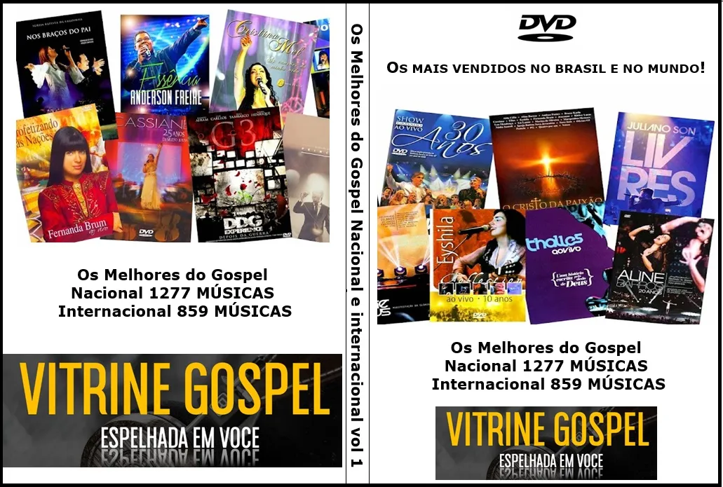 DVD Coletânea Gospel Nacional 1277 Músicas - Gospel Internacional 859  Músicas