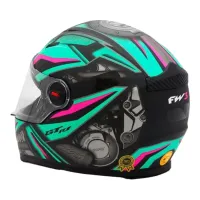 CAPACETE FW3 GTN R-1 Preto Tiffany Rosa fosco - Foto 4