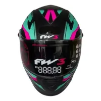 CAPACETE FW3 GTN R-1 Preto Tiffany Rosa fosco - Foto 5