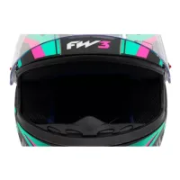 CAPACETE FW3 GTN R-1 Preto Tiffany Rosa fosco - Foto 6