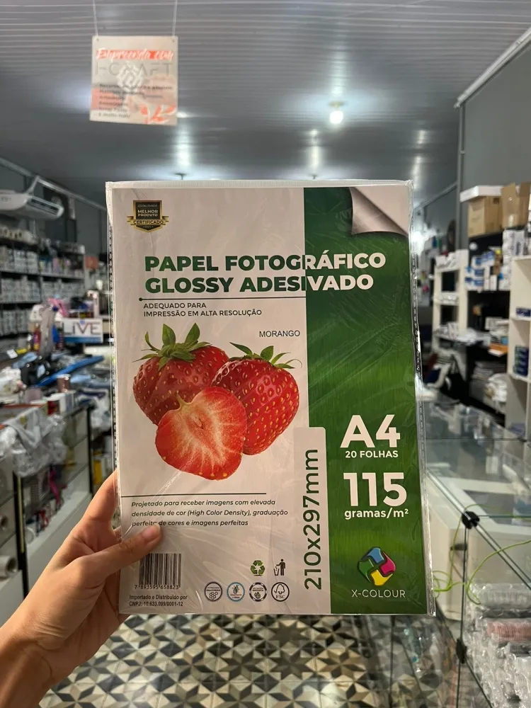 PAPEL FOTOGRAFICO GLOSSY ADESIVO 115G 20FOLHAS -X COLOUR  MORANGO