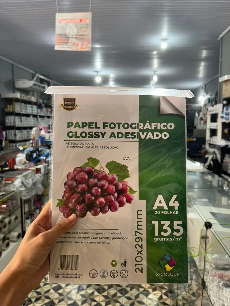 PAPEL FOTOGRAFICO GLOSSY ADESIVO 135G 20FOLHAS -X COLOUR  UVA