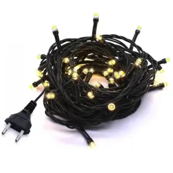 Cordão Pisca Fixo com Strobo 100 Led Branco Quente - Fio Verde Macho e Femia 10 metros - Foto 2