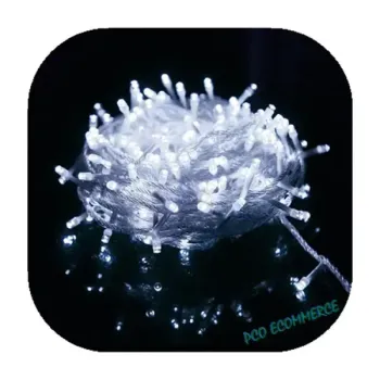 Cordão Pisca Fixo com Strobo 100 Led Branco Frio - Fio Cristal Macho e Femia 10 metros - Foto 2