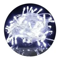 Cordão Pisca Fixo com Strobo 100 Led Branco Frio - Fio Cristal Macho e Femia 10 metros - Foto 3