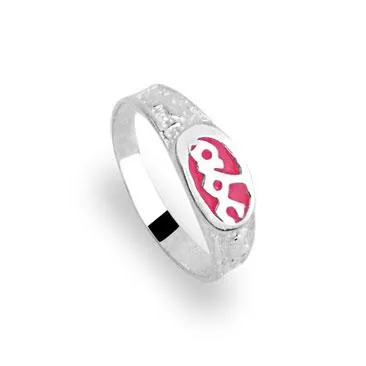 Anel de formatura prata ABC - rosa - 270016 Imagem