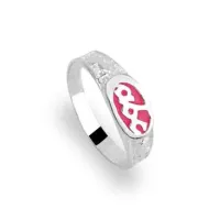 Anel de formatura prata ABC - rosa - 270016