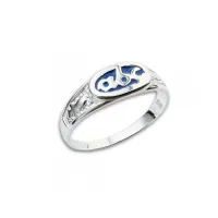 Anel de formatura prata ABC - azul - 270016 - Foto 2