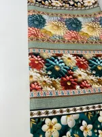 Tricoline Estampa Digital Barrado Floral 3D