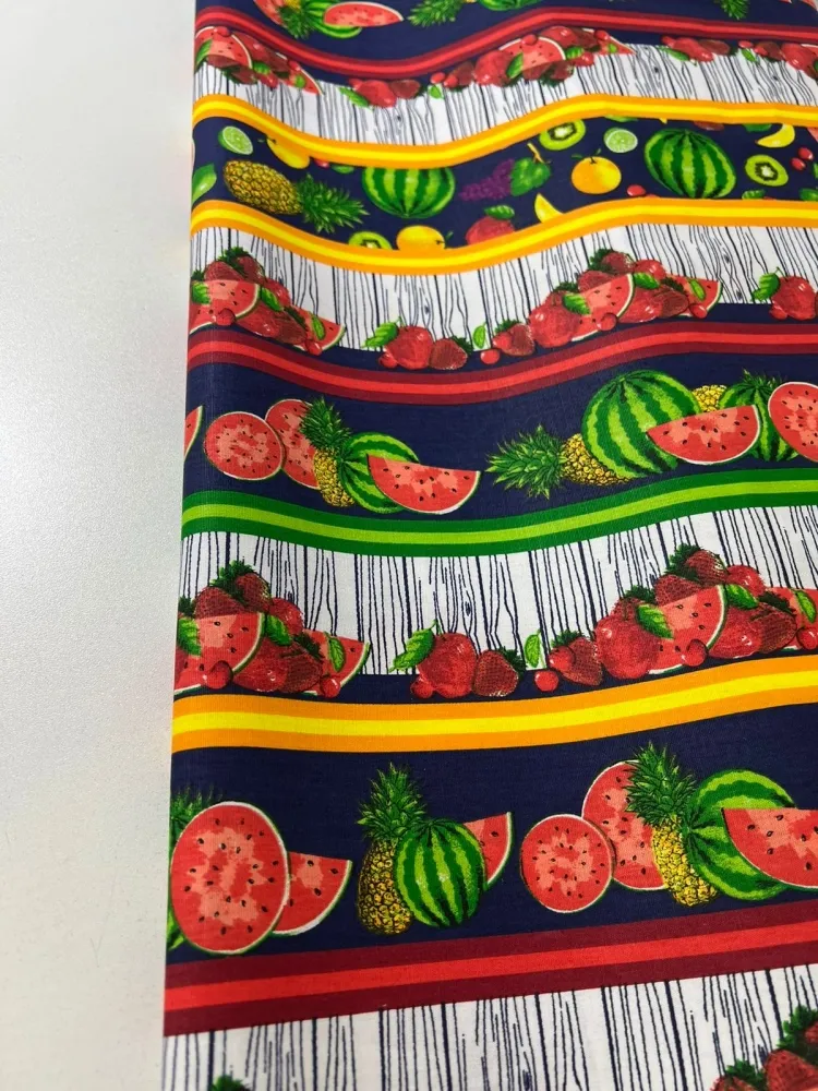 Tricoline Estampada Barrado Sadala de Frutas 05 Imagem