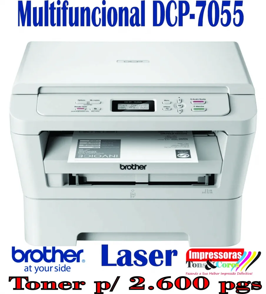Impressoras tons e cores Multifuncional Laser Brother DCP7055
