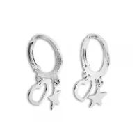 Brinco de prata argola com pingente - AR161