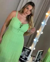Vestido Midi Anarruga Diva's Voga Verde Claro - Foto 3