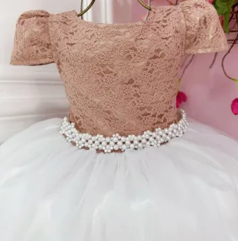 Vestido Festa Rose/Branco Renda Enjoy  - Foto 2