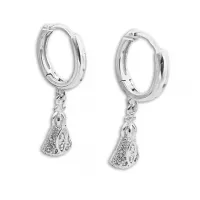 Brinco de prata argola com pingente - BR0932 - Foto 3