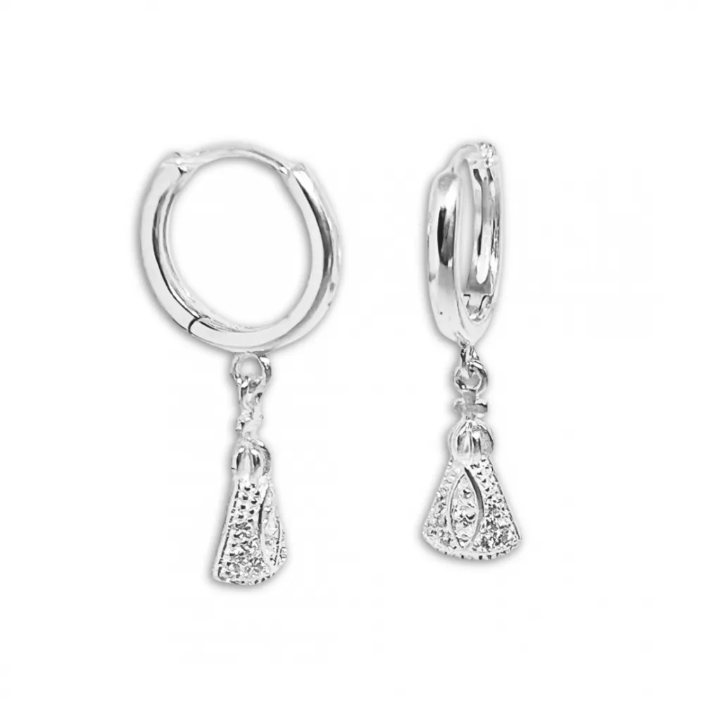 Brinco de prata argola com pingente - BR0932 Imagem