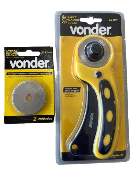 Kit estilete cortador circular 45mm + lâminas Vonder