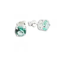 Brinco prata 925 com pedra verde 7 mm  -  BF559