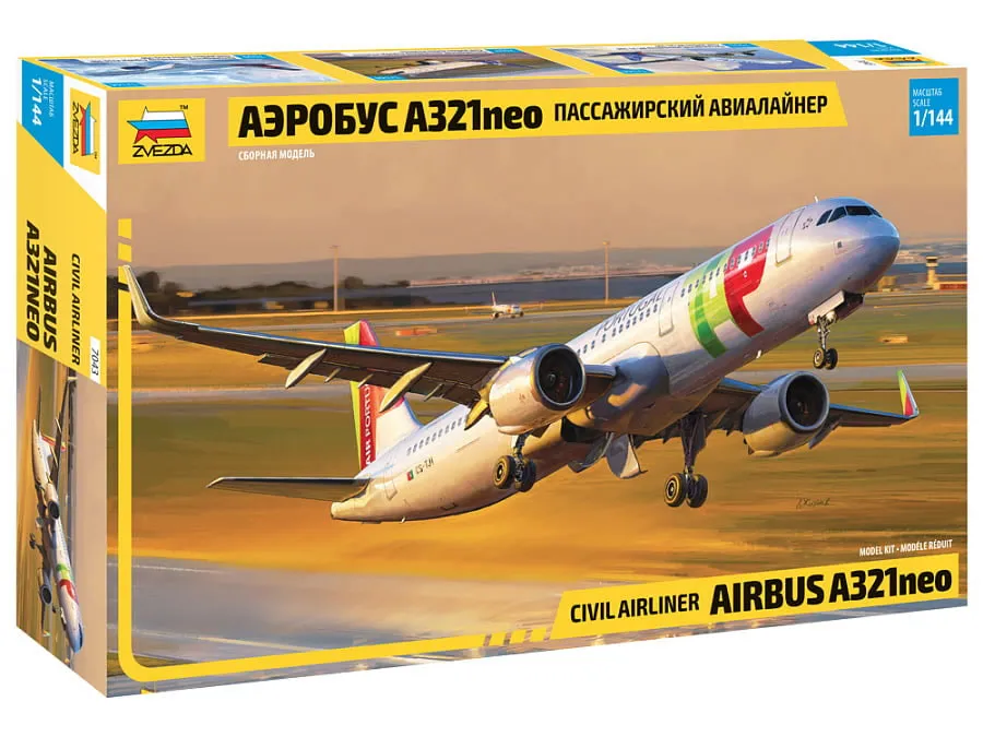 Miniatura Avião Airbus A321 Neo kit Zvezda 1/144 plastimodelismo