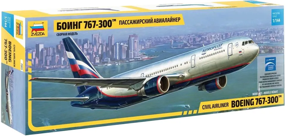 Miniatura Avião Boeing 767-300 kit Zvezda 1/144 plastimodelismo