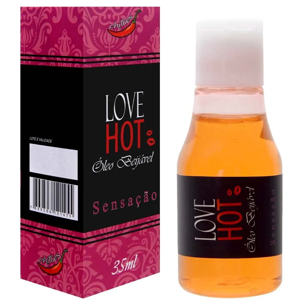 LOVE HOT ÓLEO BEIJÁVEL AROMÁTICO SENSAÇÃO 35ML - CHILLIES.                                                            LIBYSEXSHOP      