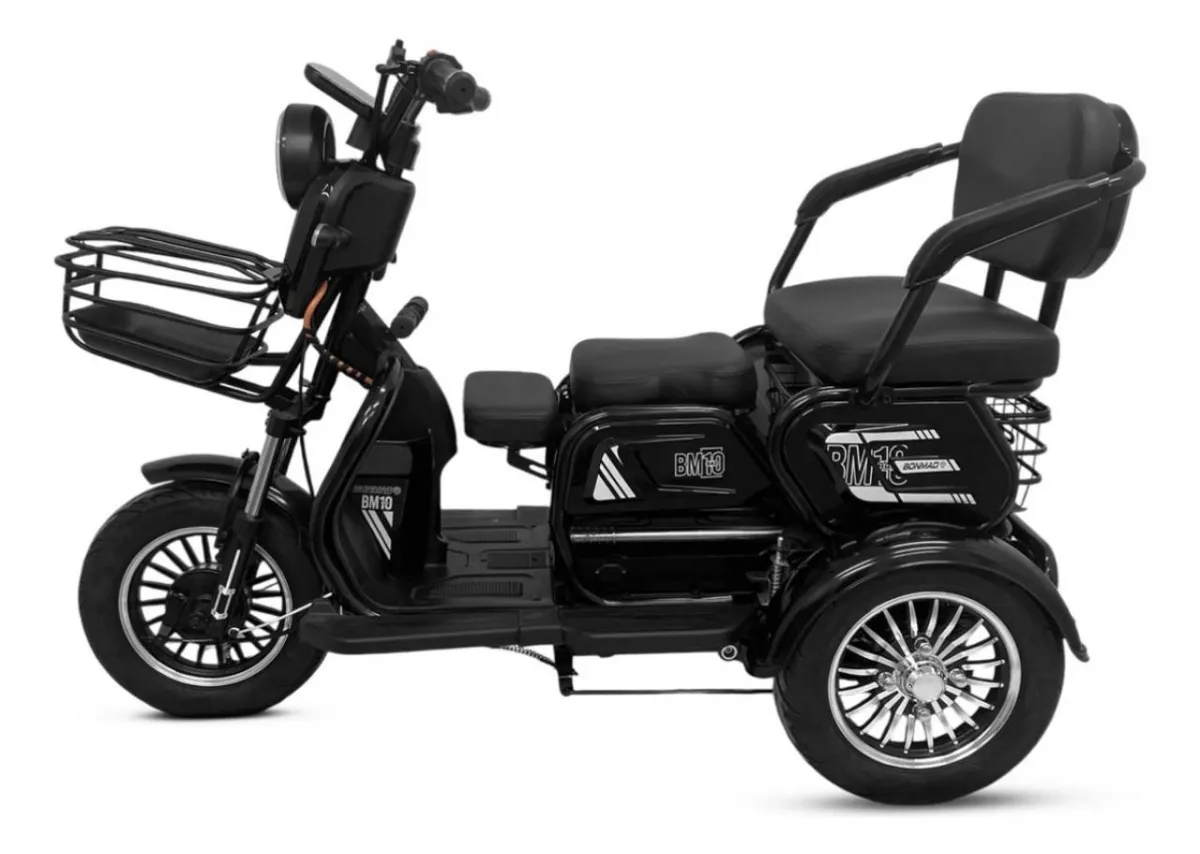 Triciclo Eletrico 1000w c/2 bancos  2026 Bikemoto 3 LUGARES