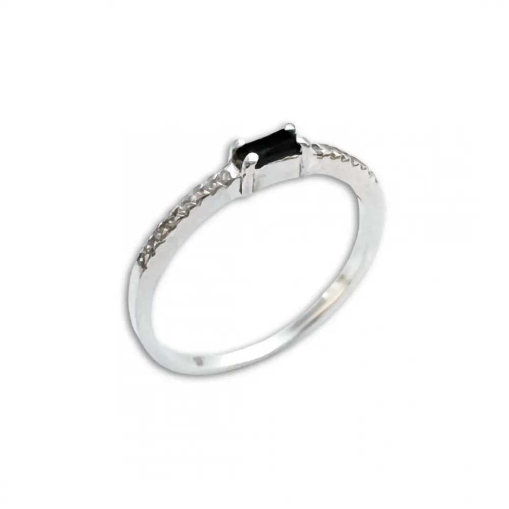 Anel de prata aparador prata 950 - preto - MA205
