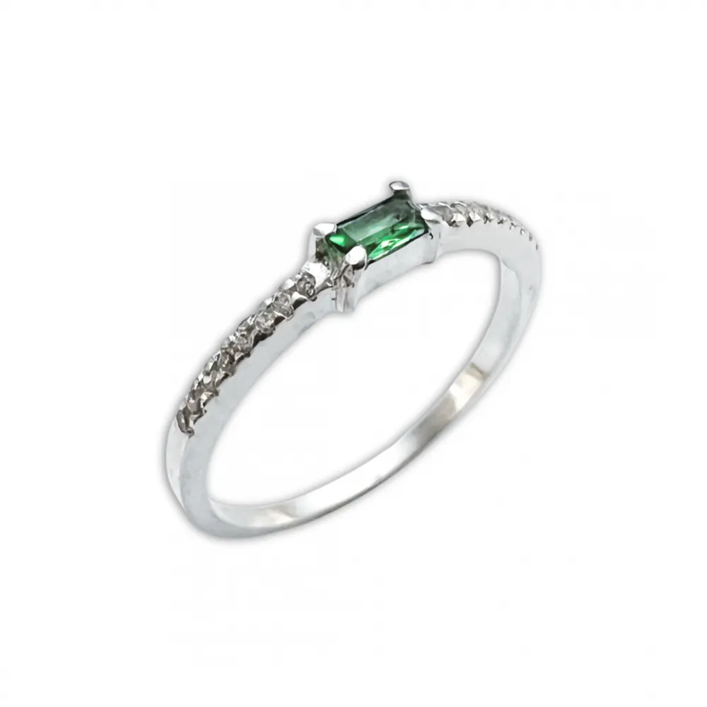 Anel de prata aparador prata 950 - verde - MA205