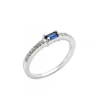 Anel de prata aparador prata 950 - azul - MA205