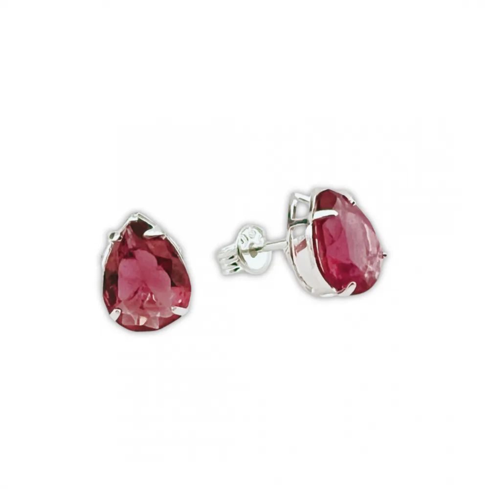 Brinco de prata ponto de luz gota vermelho - BF562