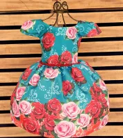 Vestido Floral Verde Vermelho