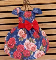 Vestido Floral Azul Vermelho