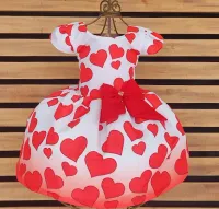 Vestido Branco Coração Vermelho