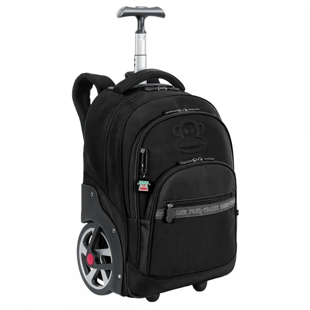 Mochila Carrinho Mega Rodas Paul Frank Classics - Preto Imagem