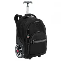 Mochila Carrinho Mega Rodas Paul Frank Classics - Preto