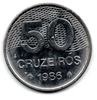 1986 - 50 Cruzeiros - Moeda Brasil - C/ Danos