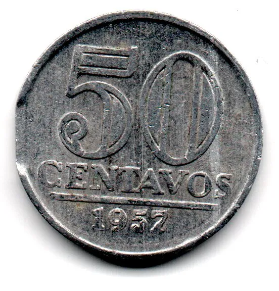 1957 - 50 Centavos - ERRO: Disco Cortado - Moeda Brasil Imagem