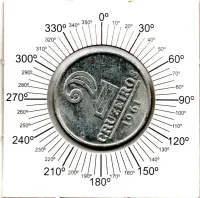 1961 - 2 Cruzeiros - ERRO: Reverso Inclinado quase Horizontal - Moeda Brasil
